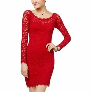 Jump Apparel Red Lace Body Con Dress - Size XS